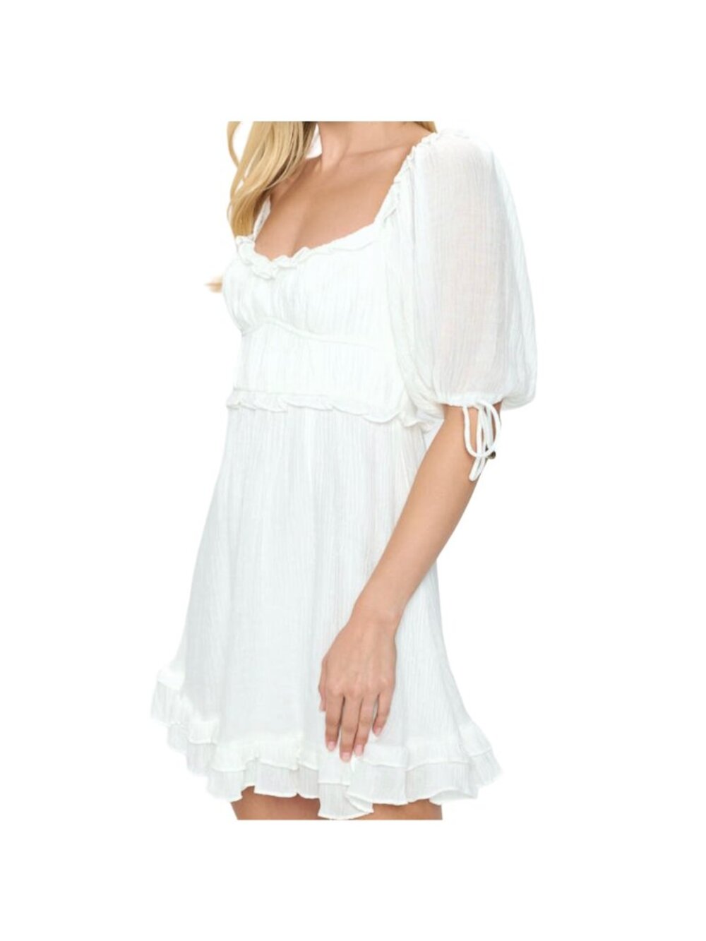 Angel Biba Boho Babydoll Mini Dress White Size Small NWT